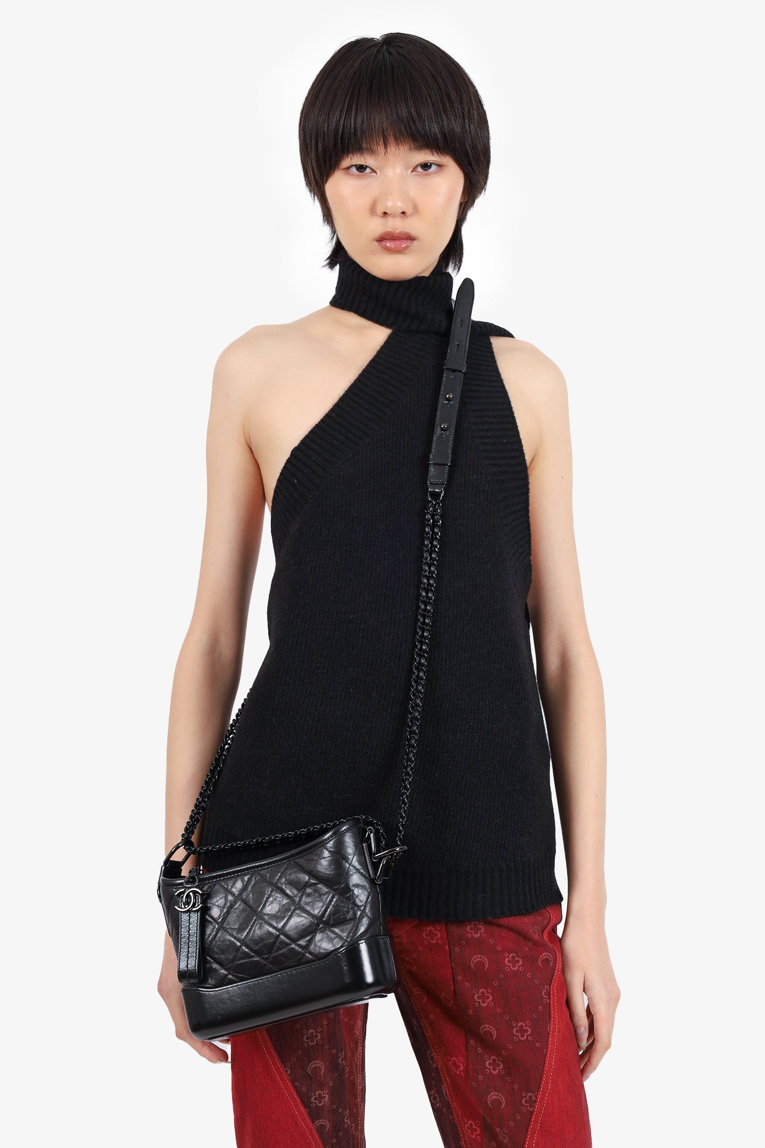 Chanel So Black Quilted Leather Small Gabrielle Crossbody Bag