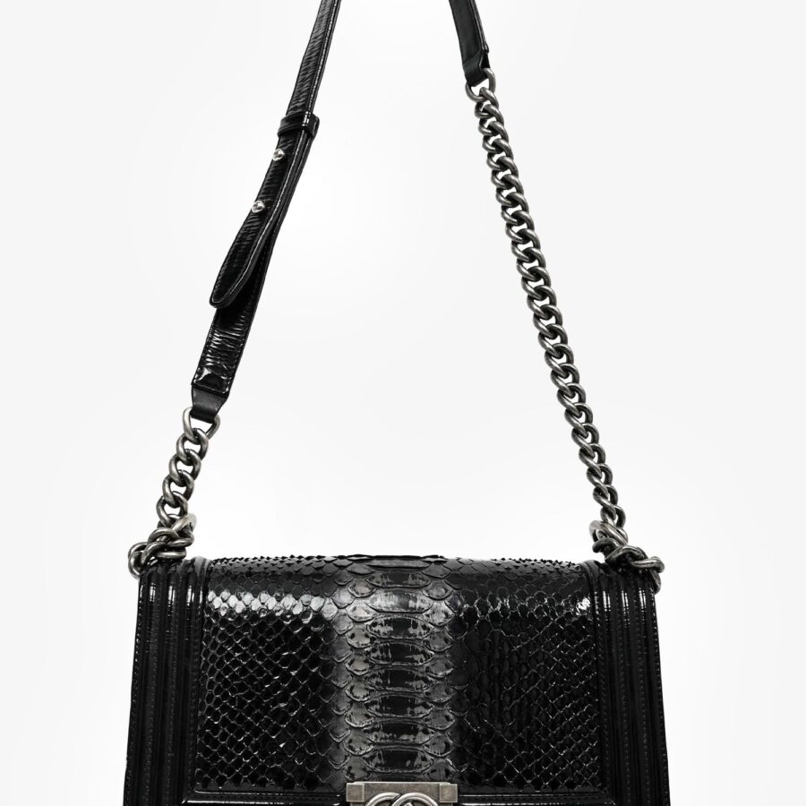 Chanel -15 Black/Grey Python Medium Boy Bag | Studio Nafay