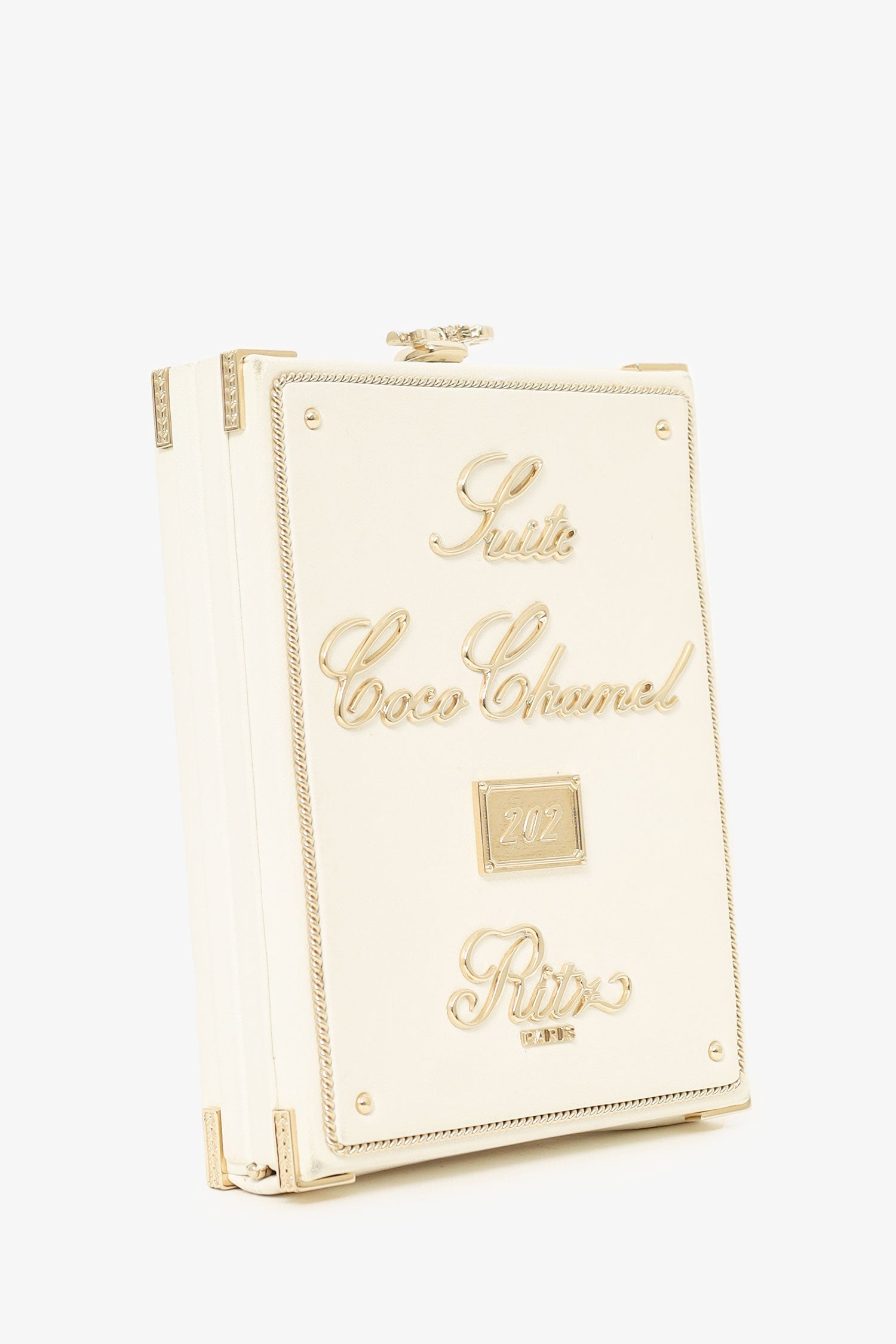 Chanel -18 White Lambskin -Cosmopolite Coco In Ritz Clutch with Chain