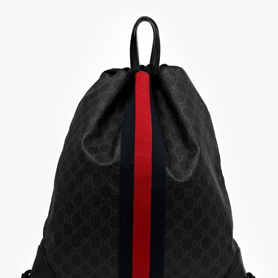 Gucci Black Canvas GG Supreme Drawstring Backpack | Studio Nafay