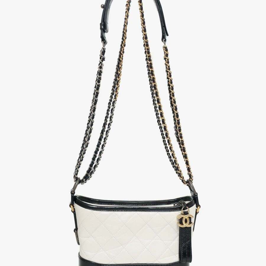 Chanel Black/White Lambskin Leather Small Gabrielle Bag | Studio Nafay