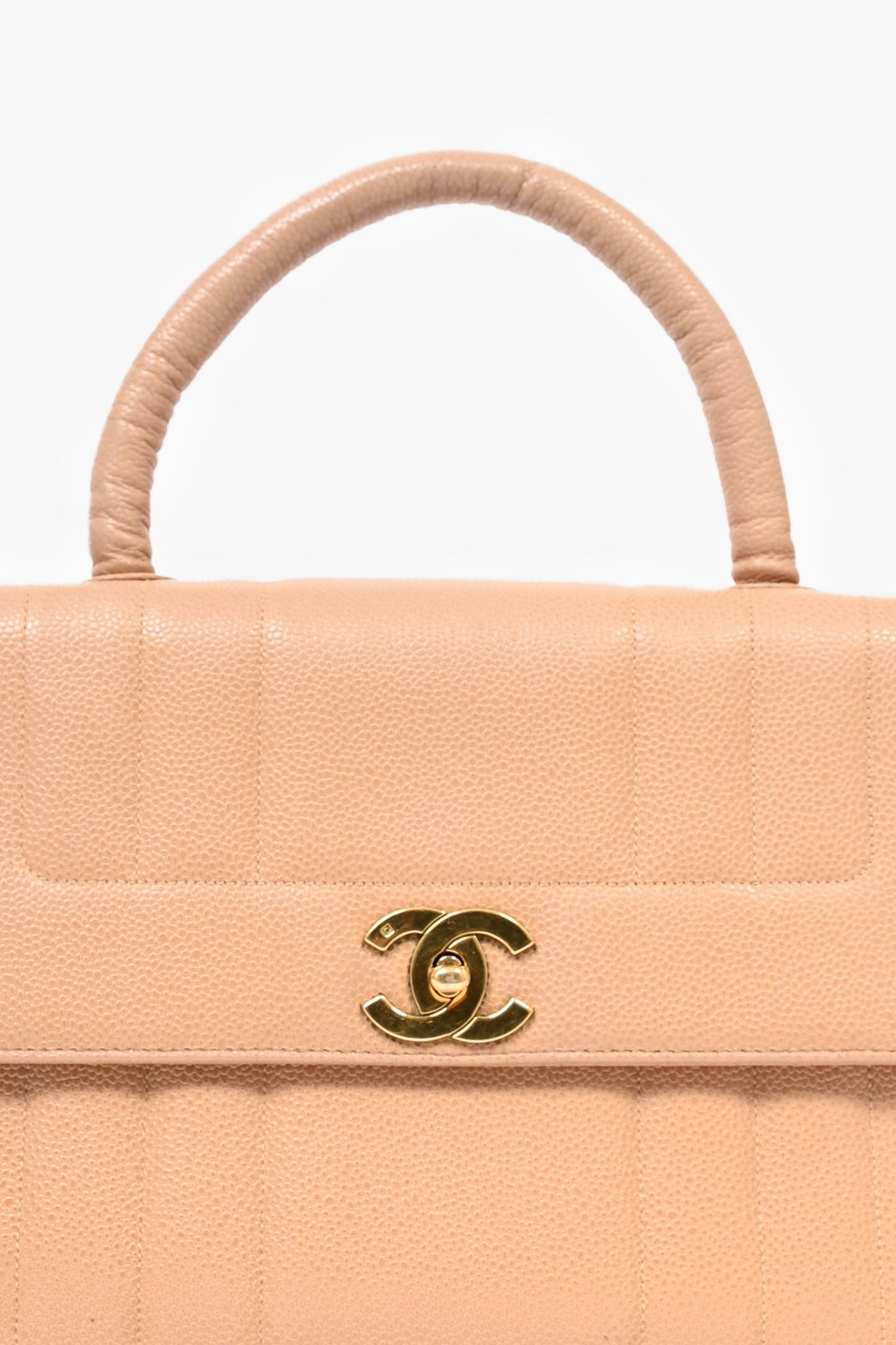 Chanel Beige Caviar Leather Kelly Mademoiselle Top Handle Handbag