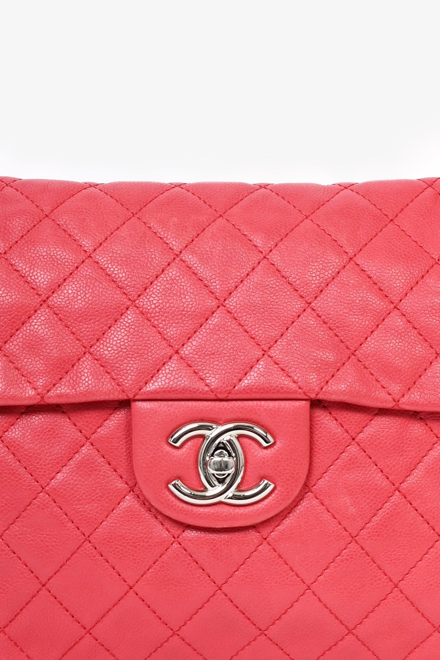 Chanel /09 Red Caviar Leather CC Quilted Maxi Shoulder Bag