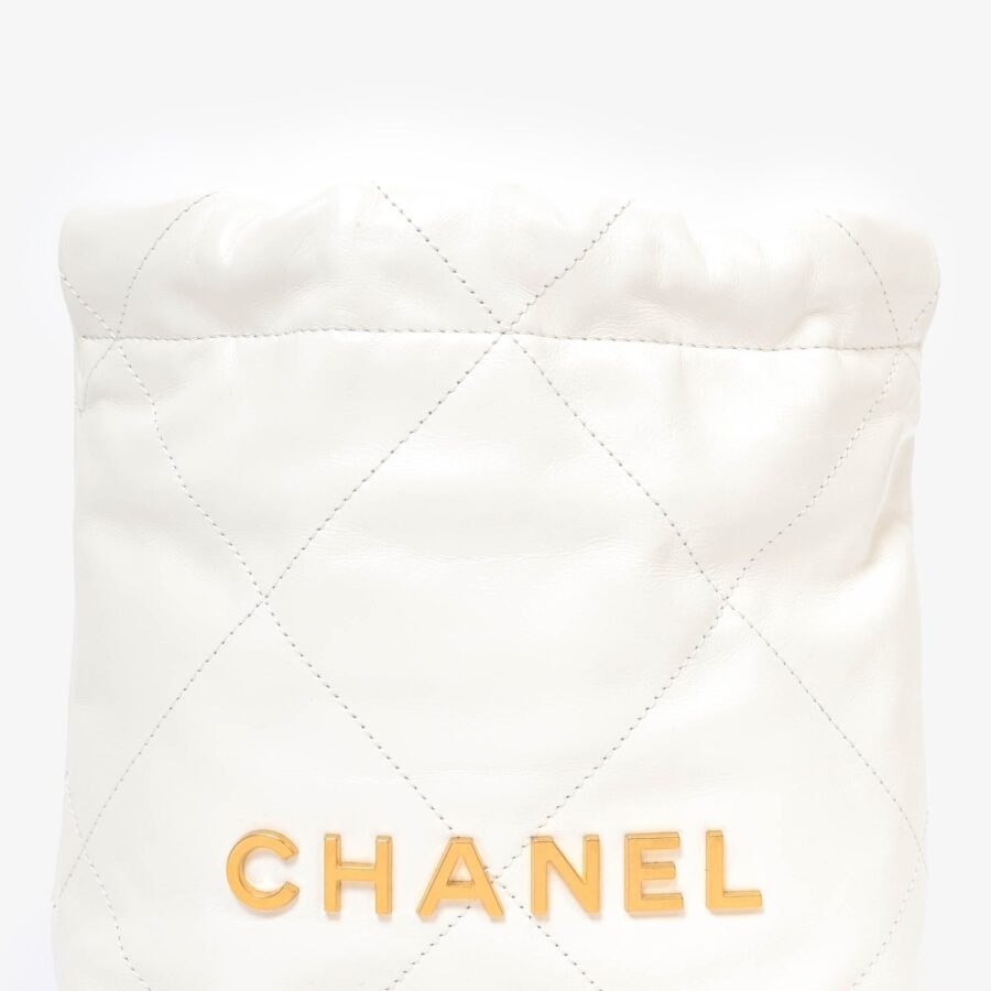 Chanel 22 White Lambskin Mini Hobo Shoulder Bag | Studio Nafay