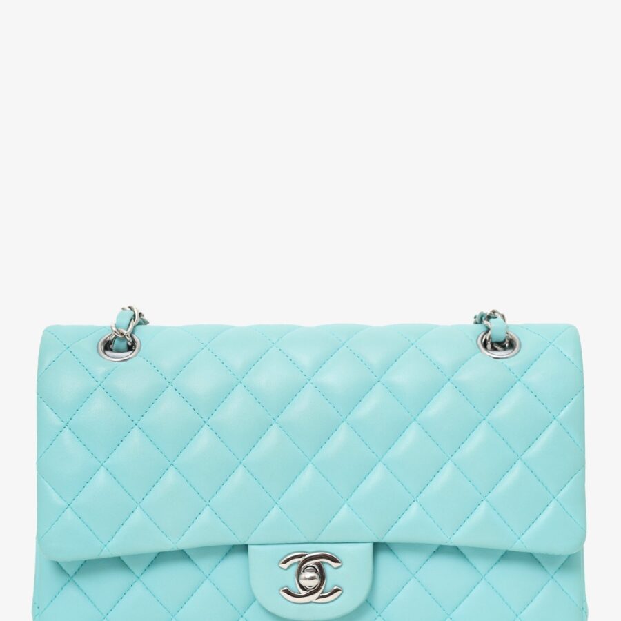 Chanel Turquoise Leather Quilted Double Flap (As Is) Shoulder Bag | Studio Nafay