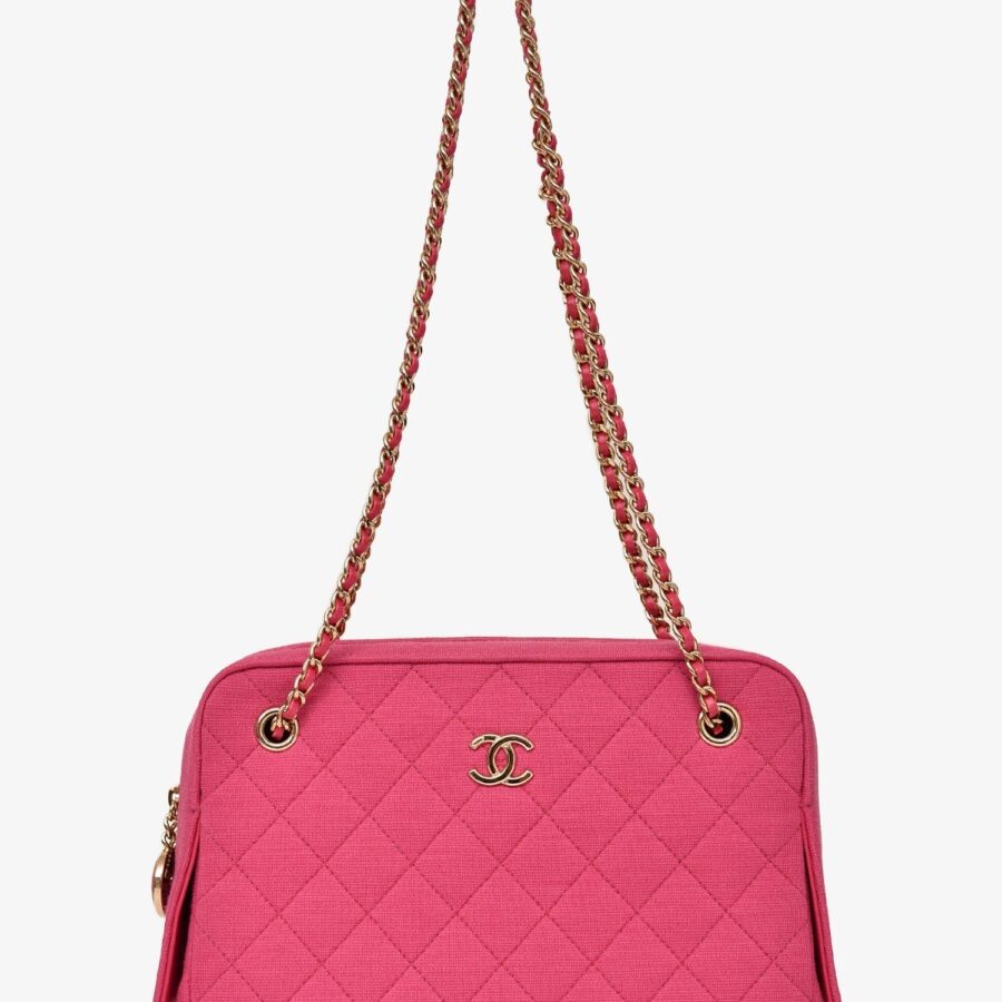 Chanel -20 Fuchsia Quilted Jersey Zip Double Chain Bag | Studio Nafay