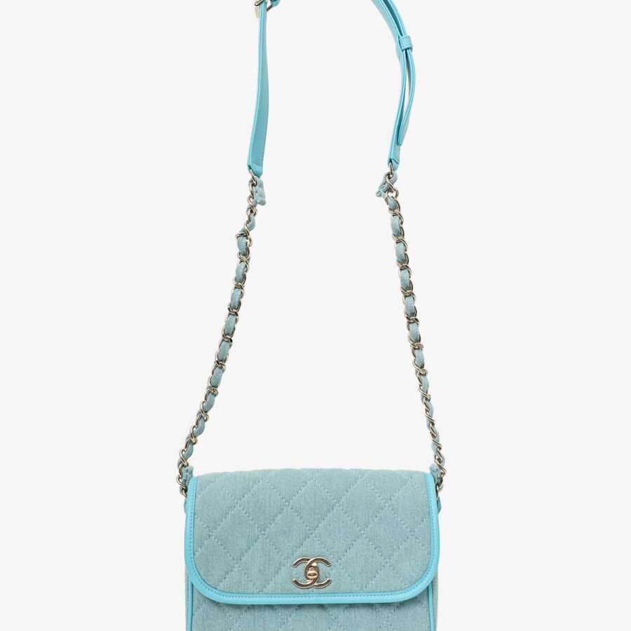 Chanel Blue Quilted CC Small Messenger Flap Bag | Studio Nafay