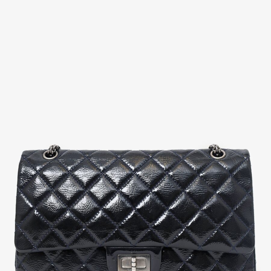 Chanel -11 Navy Patent Leather Reissue 227 Double Flap Bag | Studio Nafay