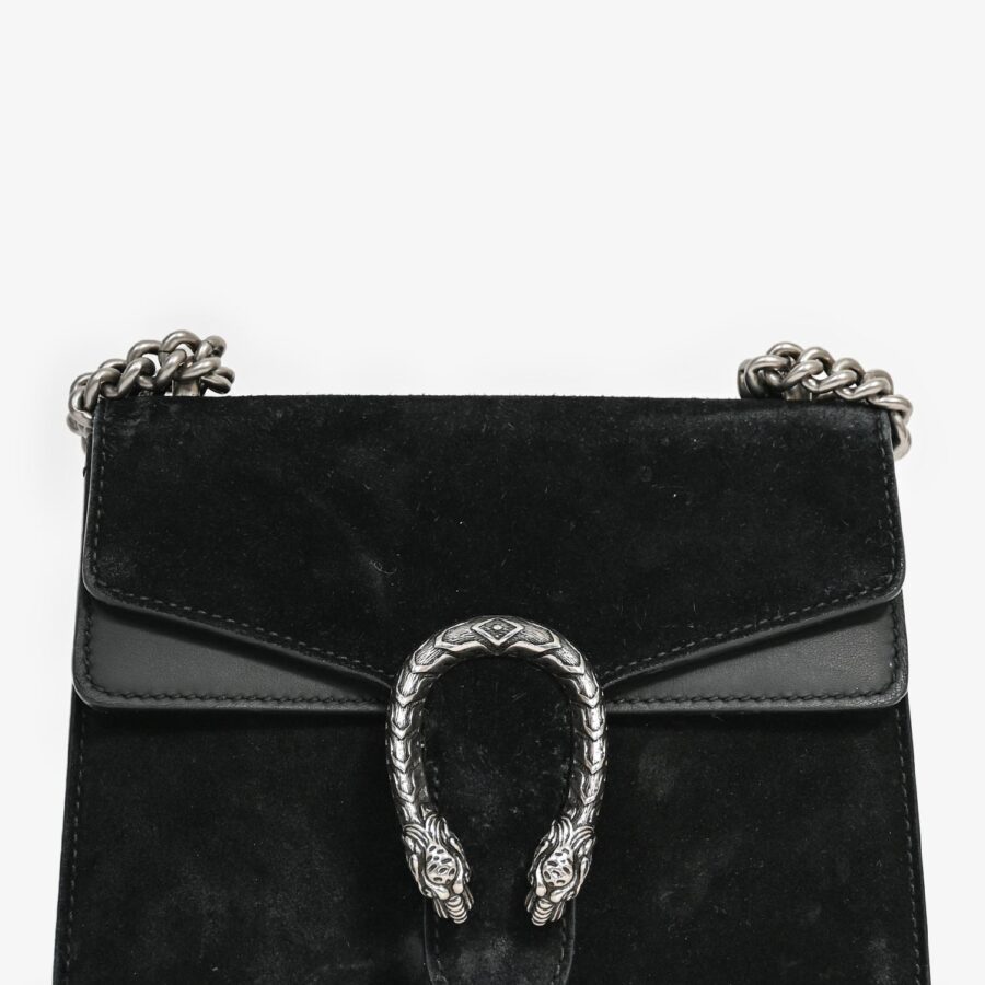 Gucci Black Suede Mini Dionysus Chain Shoulder Bag | Studio Nafay
