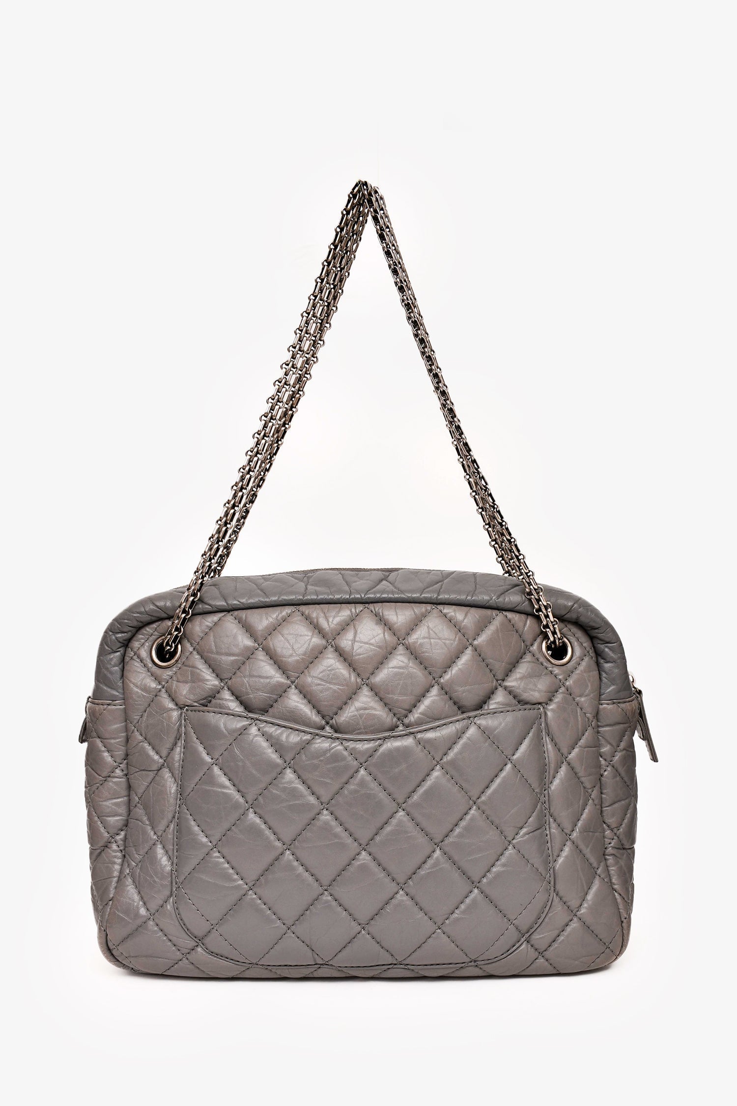 Chanel – Grey Crackled Leather Quilted Reissue Camera Bag (As Is)