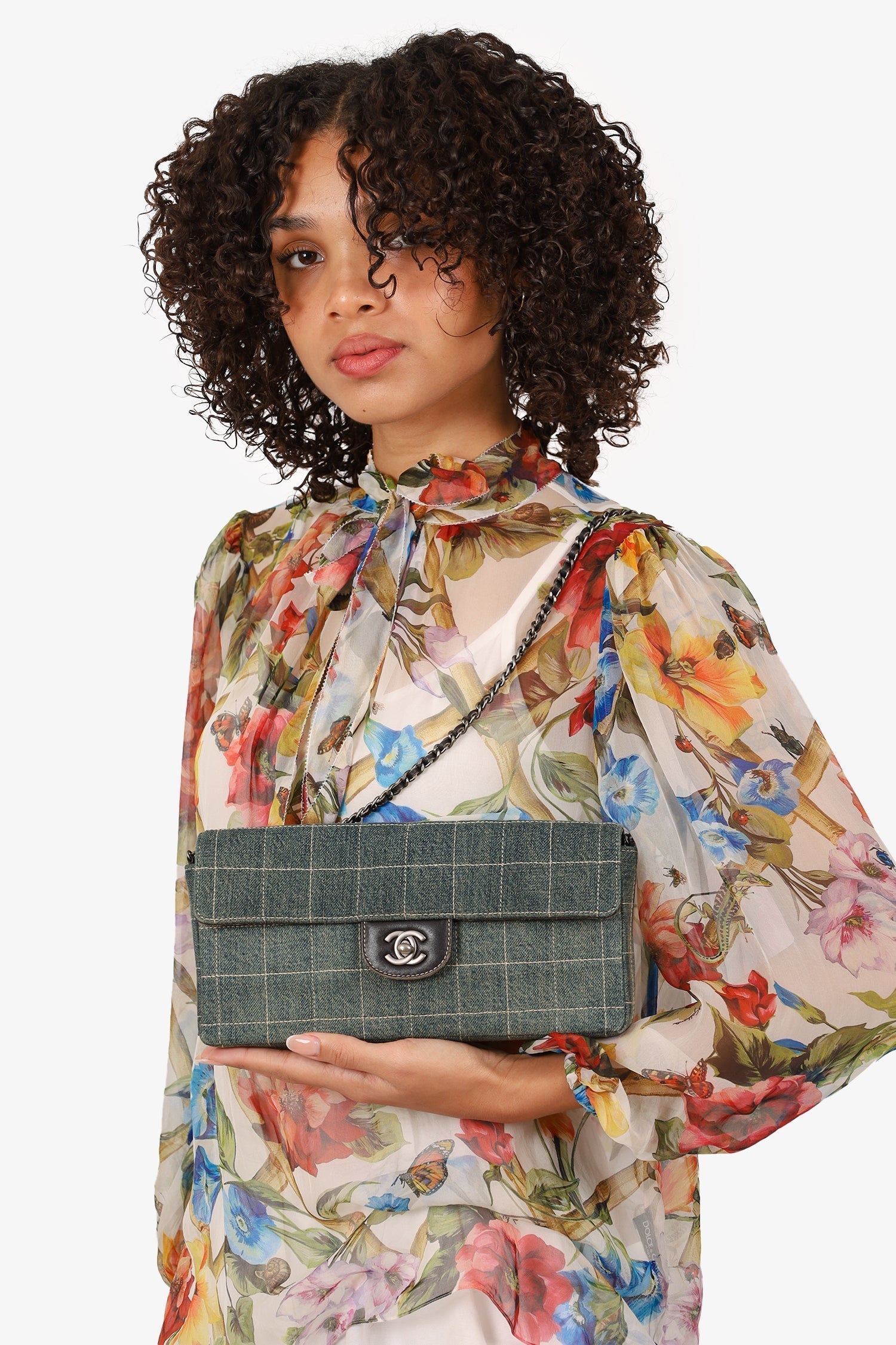 Chanel -02 Blue East West Chocolate Bar Shoulder Bag