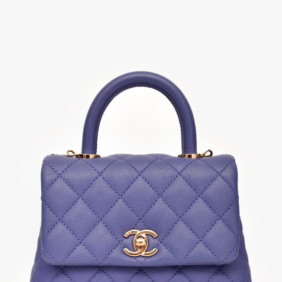 Chanel Purple Caviar Leather Mini Coco Top Handle Handbag | Studio Nafay