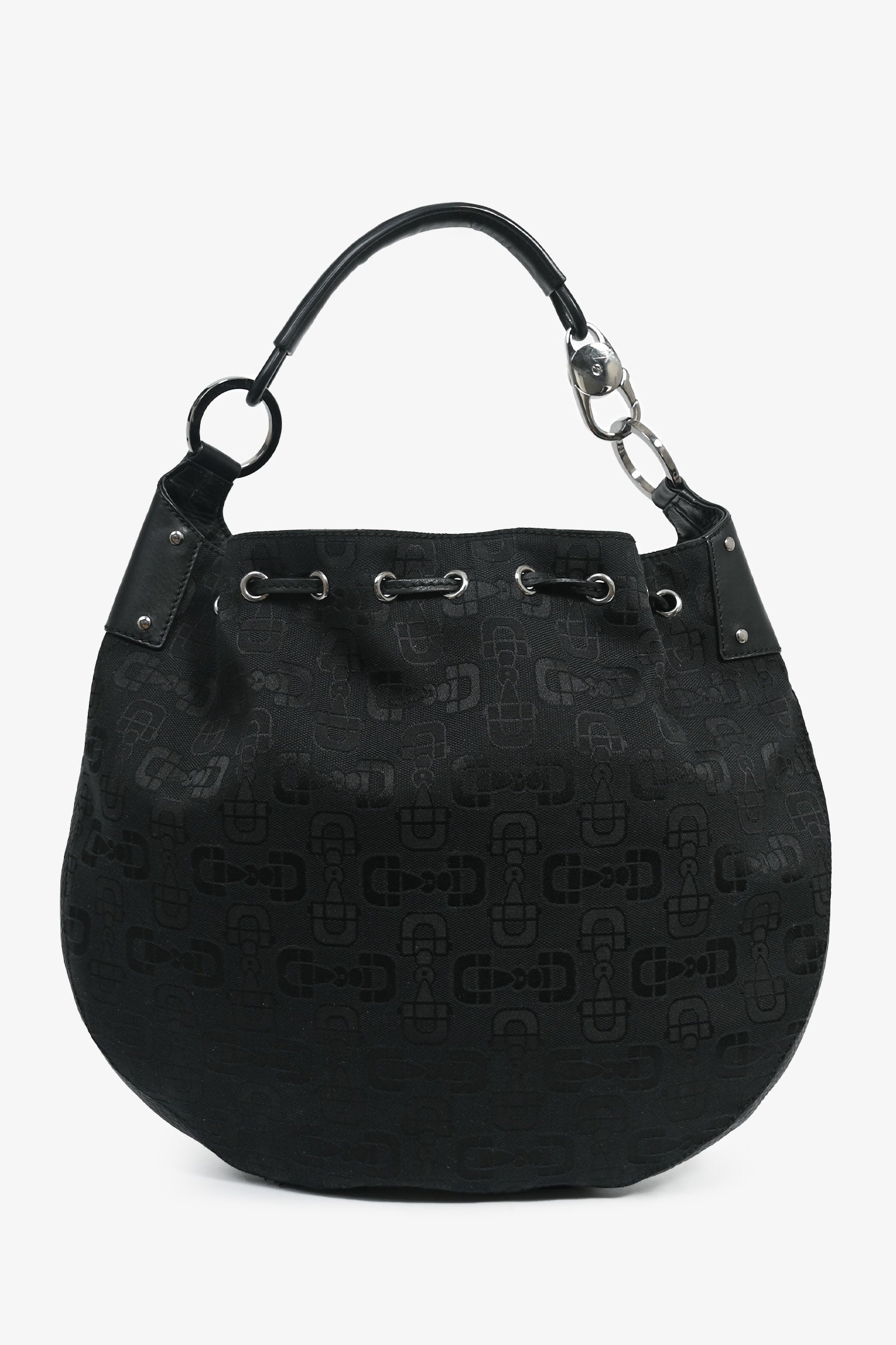Gucci Black Canvas Logo Shoulder Bag