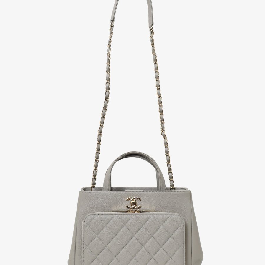 Chanel Grey Caviar Leather Quilted Small Business Affinity Shopping Tote | Studio Nafay