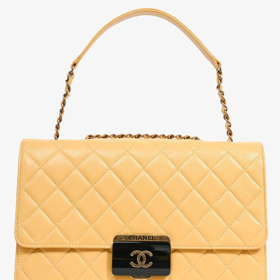 Chanel -17 Yellow Quilted Leather Large Beauty Lock Chain Bag | Studio Nafay