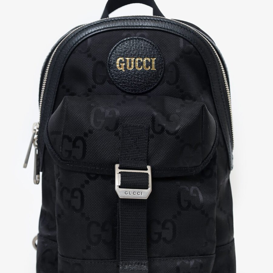 Gucci Black Jumbo GG Nylon Off the Grid Sling Backpack | Studio Nafay