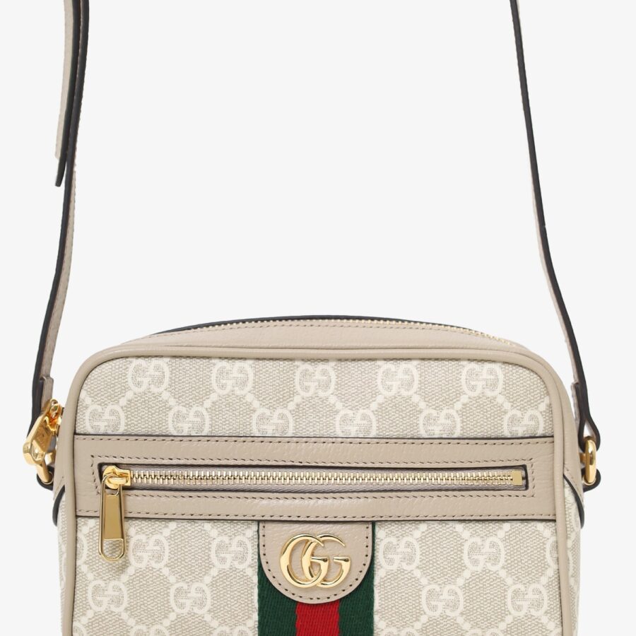 Gucci Beige GG Supreme Monogram Web Mini Ophidia Crossbody | Studio Nafay