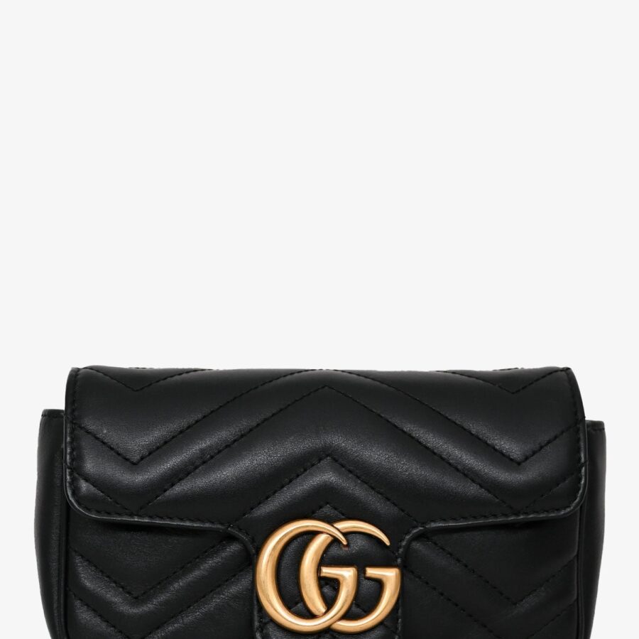 Gucci Black Leather GG Marmont Super Mini Crossbody Bag | Studio Nafay