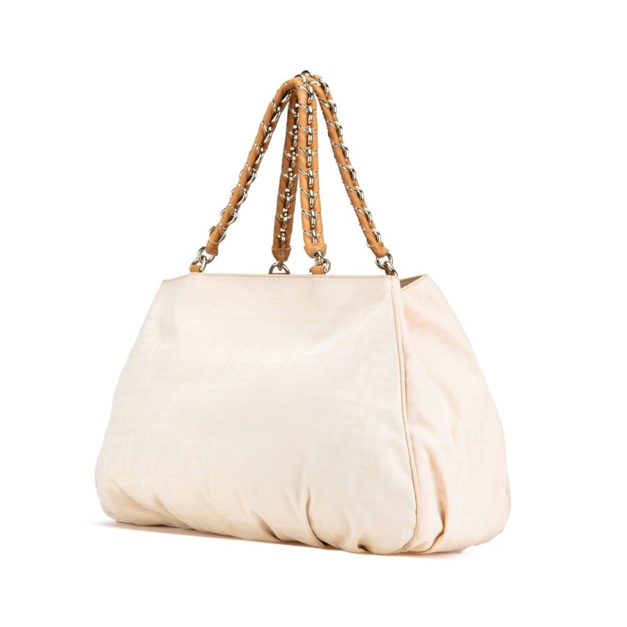White Fendi Large Zucca Canvas Mia Tote | Studio Nafay
