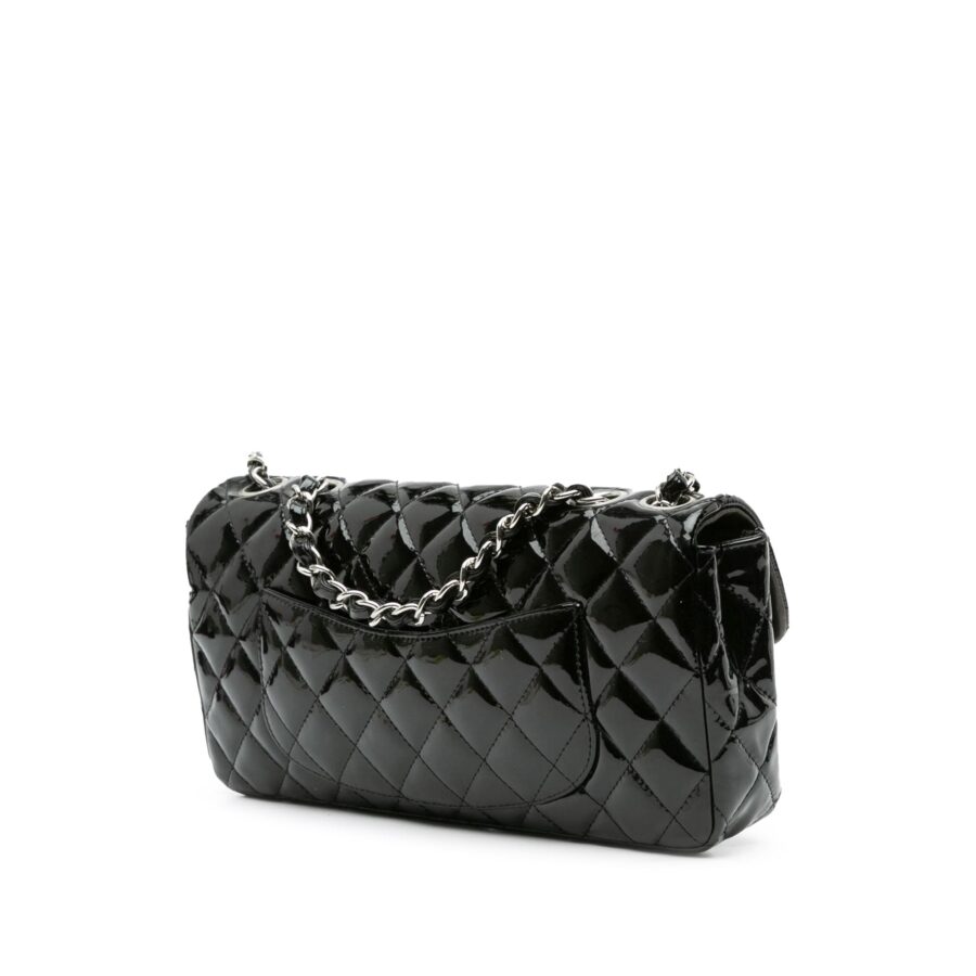 Black Chanel Classic Patent East West Single Flap Shoulder Bag | Studio Nafay