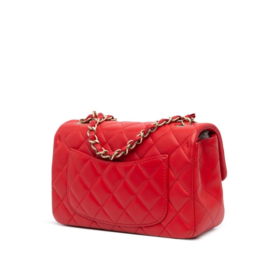 Red Chanel Mini Rectangular Classic Lambskin Single Flap Crossbody Bag | Studio Nafay