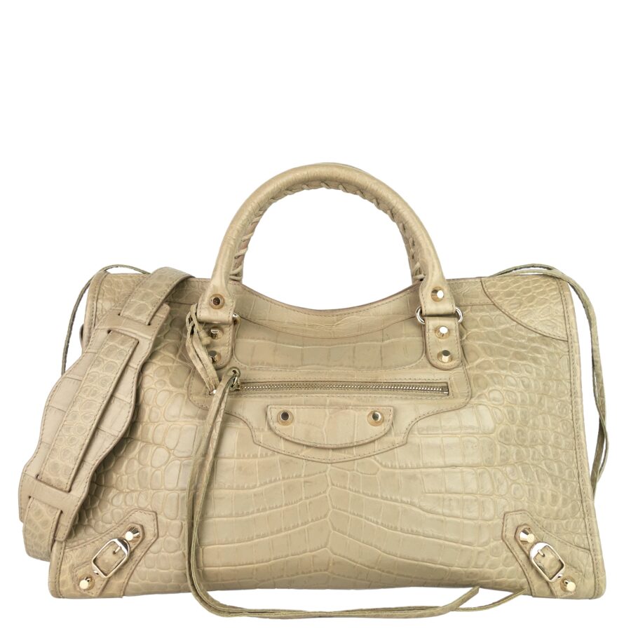 BALENCIAGA Classic City Croc-Embossed Agneau Leather Bag | Studio Nafay