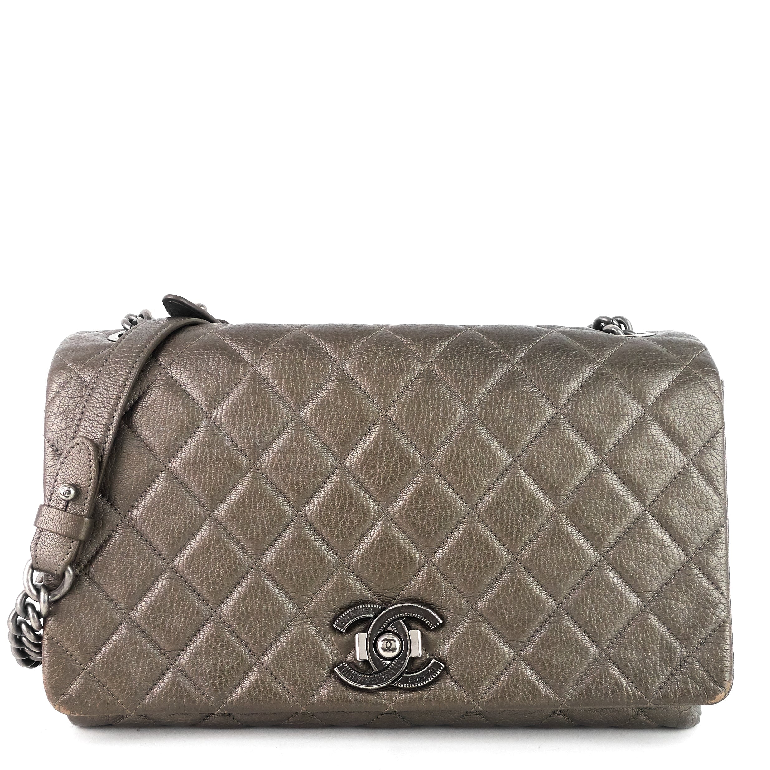 CHANEL City Rock Large Goatskin Flap Bag