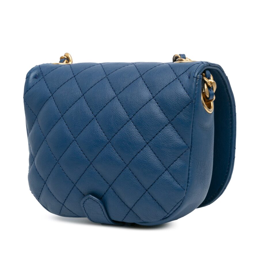 Blue Chanel Quilted Grained Calfskin Casual Trip Messenger Crossbody Bag | Studio Nafay