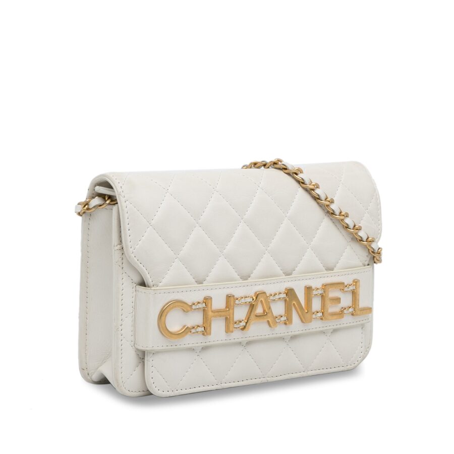 White Chanel Enchained Wallet on Chain Crossbody Bag | Studio Nafay