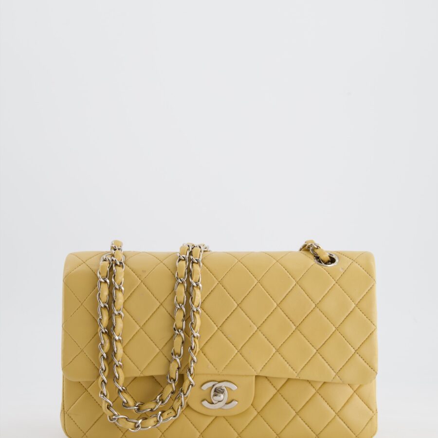 Chanel Beige Classic Medium Double Flap Bag in Lambskin Leather with Silver Hardware | Studio Nafay