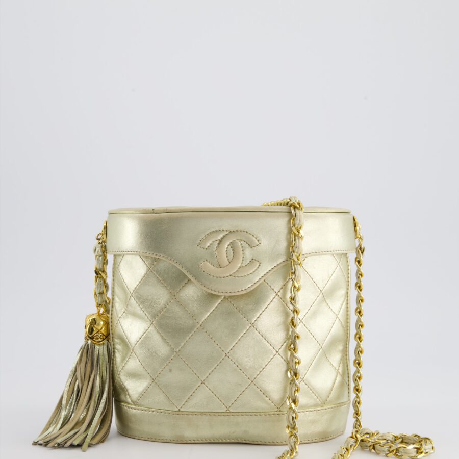 Chanel Gold Lambskin Leather Small Binocular Bag with 24K Gold Hardware | Studio Nafay