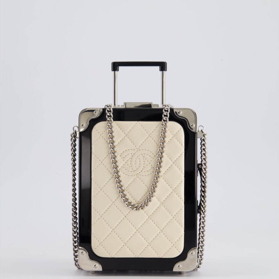 *RARE* Chanel Airlines Evening In The Air Trolley Bag with Silver Hardware and Quilted Leather with CC Logo Detail | Studio Nafay