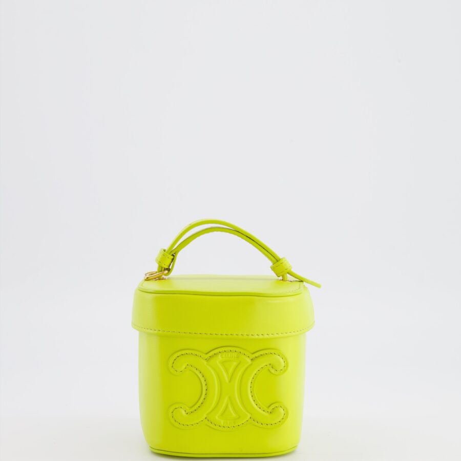 Celine Lime Yellow Leather Small Box Cuir Triomphe Bag | Studio Nafay