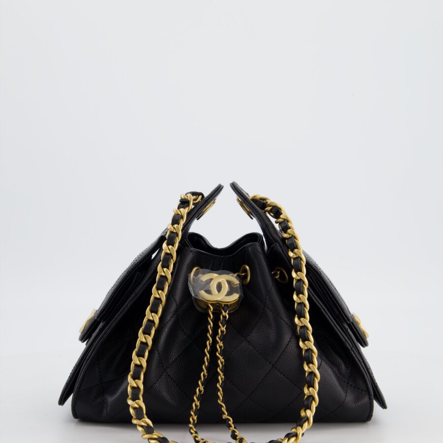 *RARE* Chanel 26C Mini 25 Handbag in Black Caviar Leather with Brushed Gold Hardware | Studio Nafay