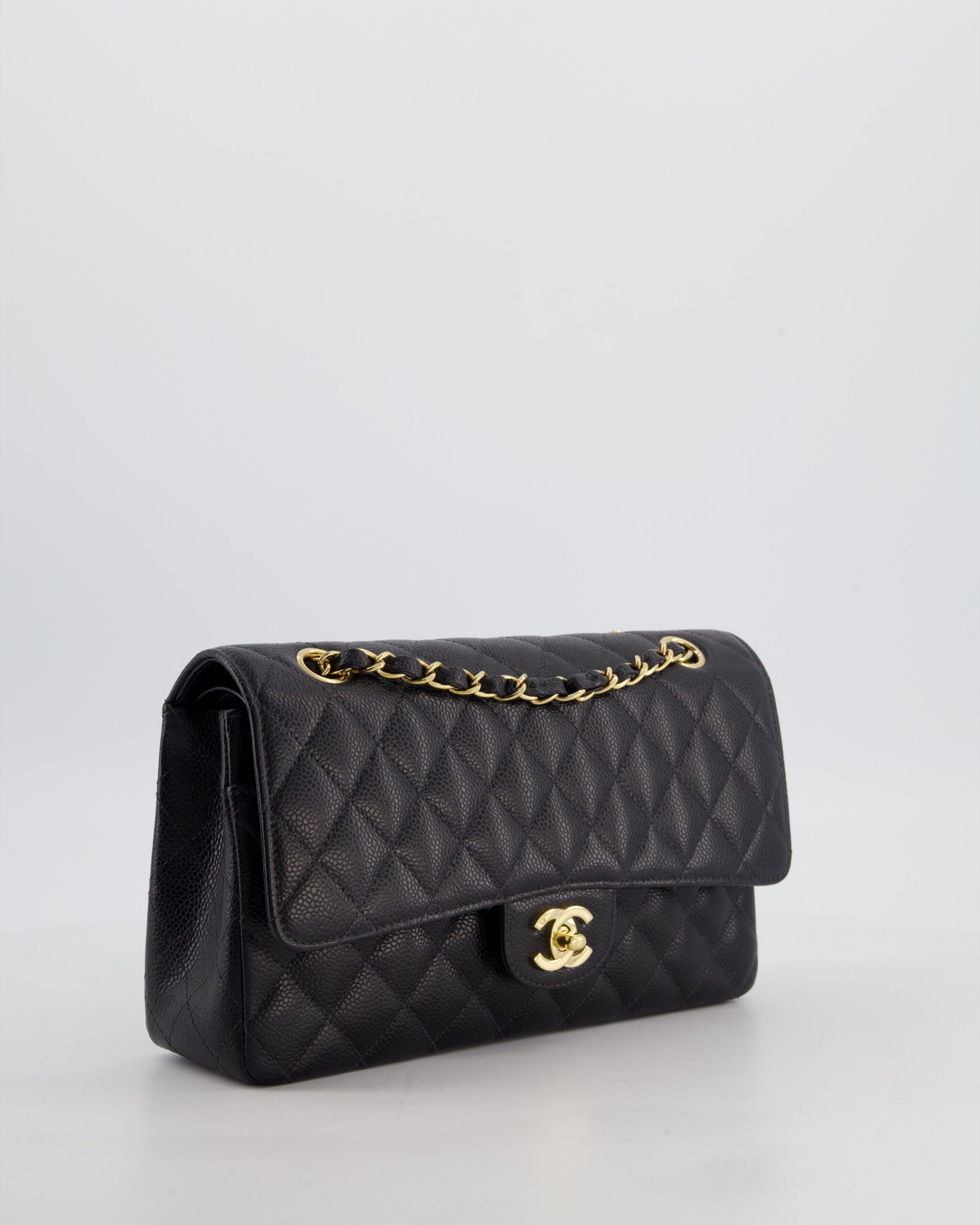 Chanel Medium Black Classic Double Flap Bag in Caviar Leather with Gold Hardware