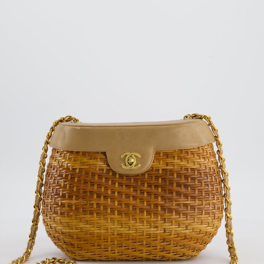 Chanel Beige Wicker Basket Bag with 24K Gold Hardware | Studio Nafay