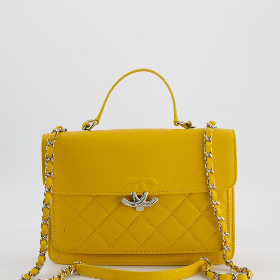 Chanel Yellow CC Box Bag in Caviar Leather with Silver Hardware | Studio Nafay