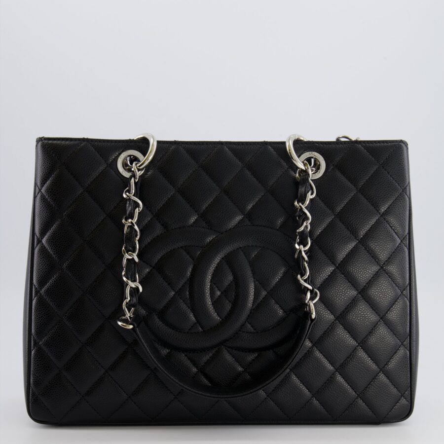 Chanel Grand Shopping Tote GST Bag in Black Caviar Leather with Silver Hardware | Studio Nafay