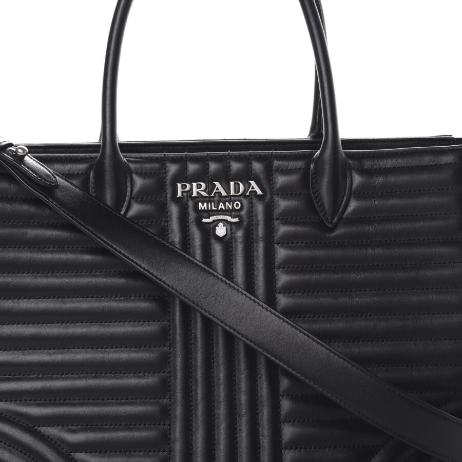 PRADA SOFT CALFSKIN IMPUNTURE DIAGRAMME TOTE BAG | Studio Nafay