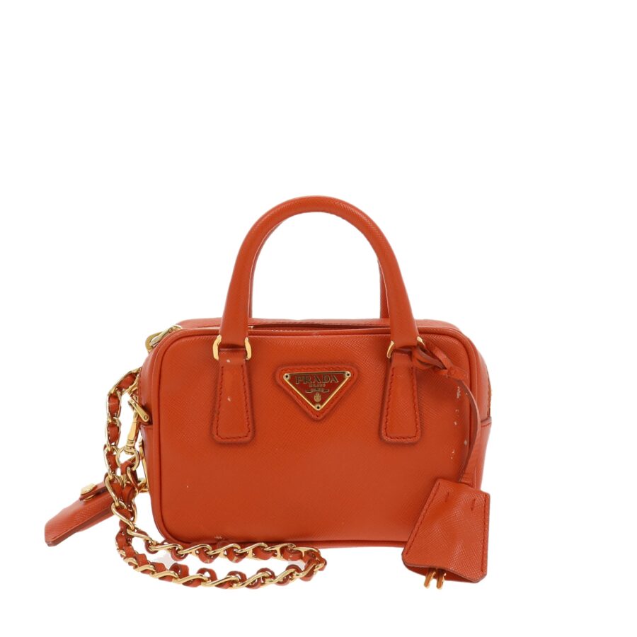 PRADA Galleria Crossbody Bag in Orange Leather | Studio Nafay