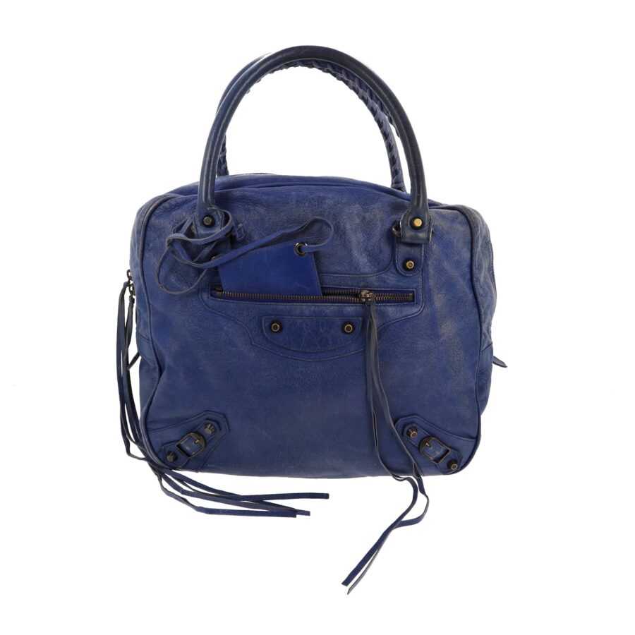 BALENCIAGA The Street Handbag in Blue Leather | Studio Nafay