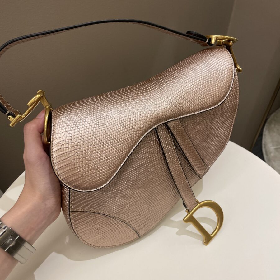 Dior Saddle Bag Rose Gold Exotic Lizard | Studio Nafay