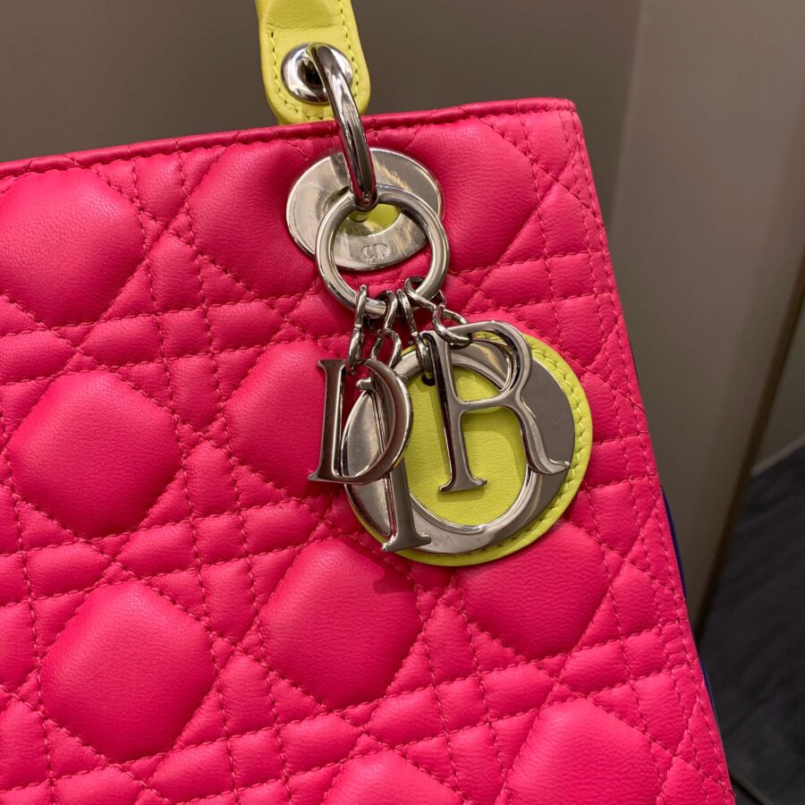 Dior Classic Lady Dior Tri-Color Pink/ Neon /Blue Lambskin | Studio Nafay