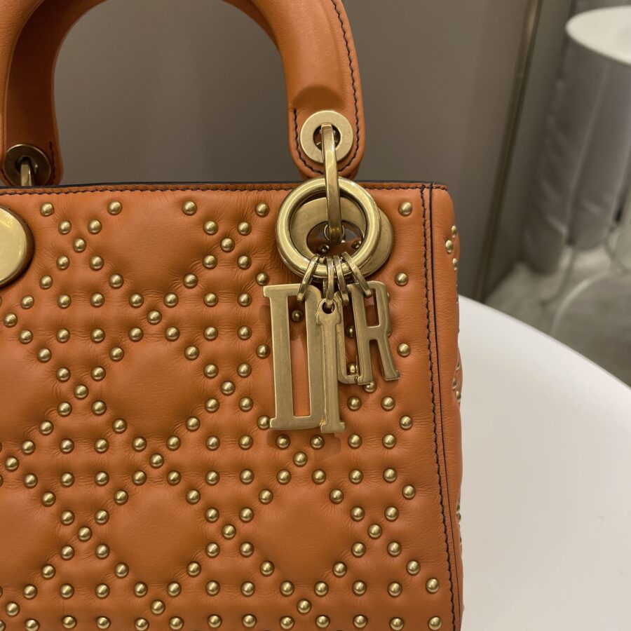 Dior Lady Dior Studded Souple Deep Orange Lambskin | Studio Nafay