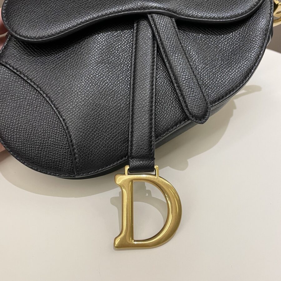 Dior Mini Saddle Bag Black Grained Leather | Studio Nafay