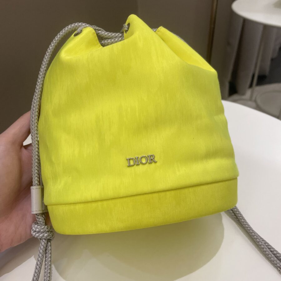 Dior Mini Marine Bucket Bag Yellow Canvas/ Lambskin | Studio Nafay