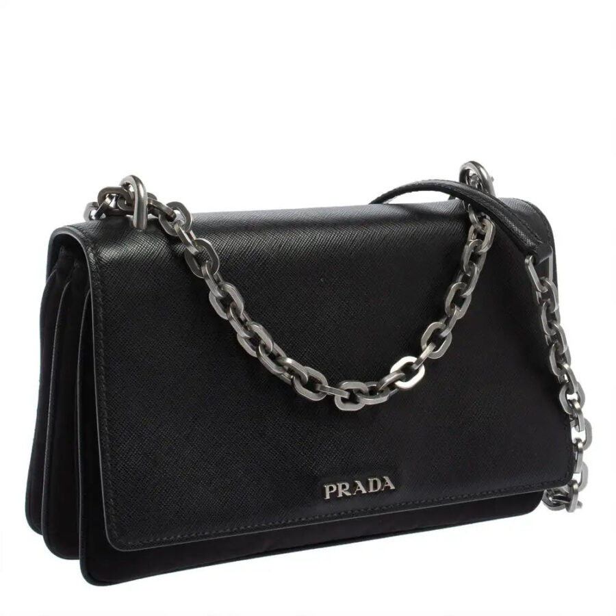 PRADA SAFFIANO LUX LEATHER CHAIN SHOULDER BAG | Studio Nafay