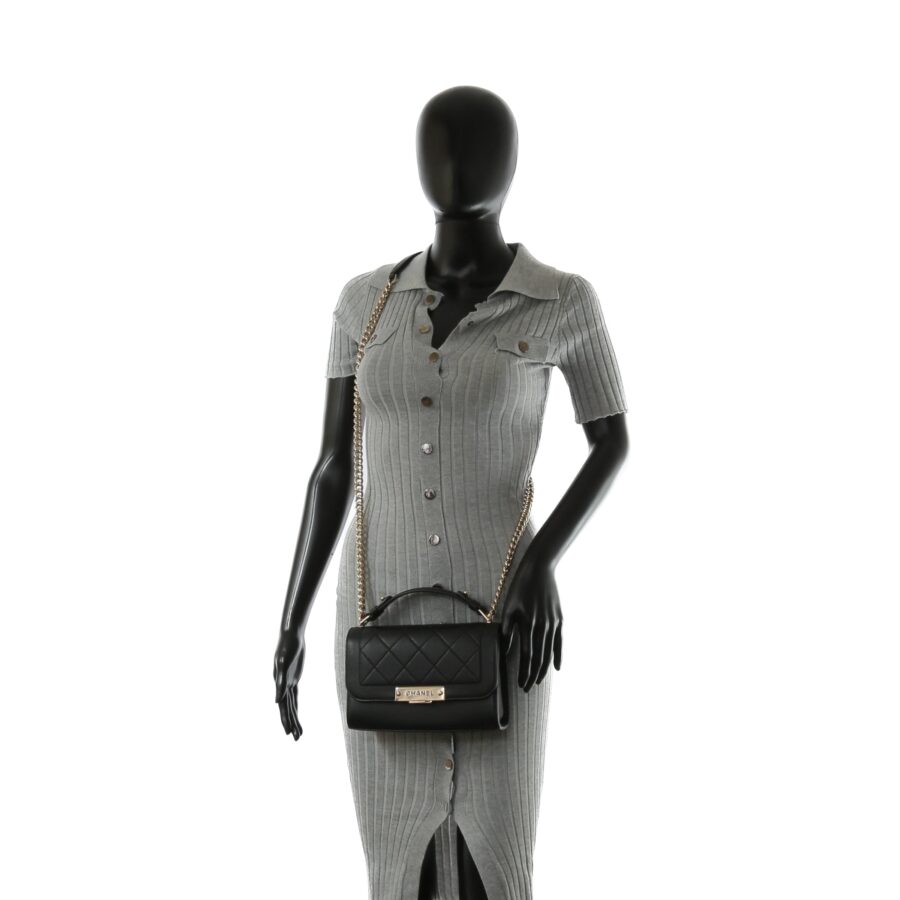 CHANEL Label Click Flap Bag with Handle Black - Quilted | Studio Nafay