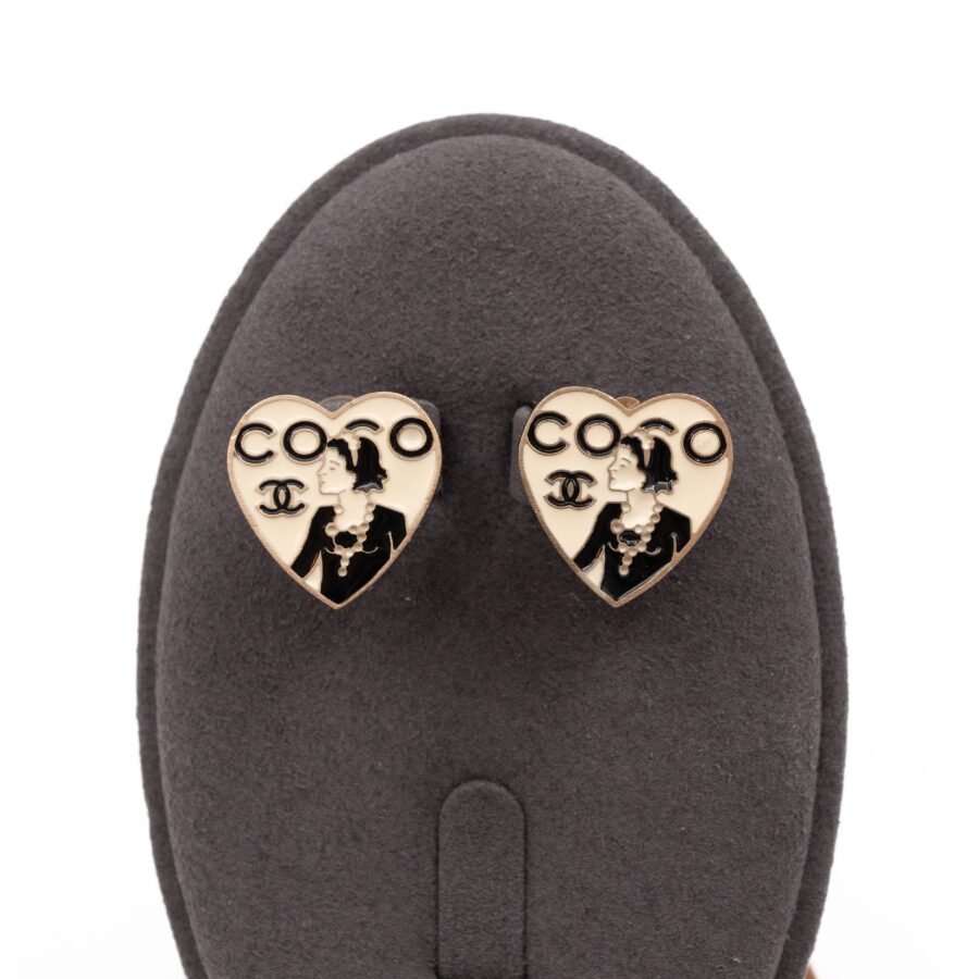 Coco Chanel Portrait Black & White Heart Clips Handbag | Studio Nafay