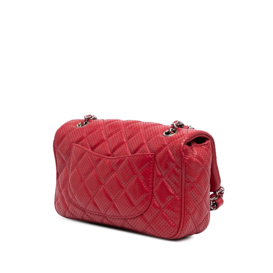 Red Chanel Medium Perforated Lambskin Punch Flap Shoulder Bag | Studio Nafay